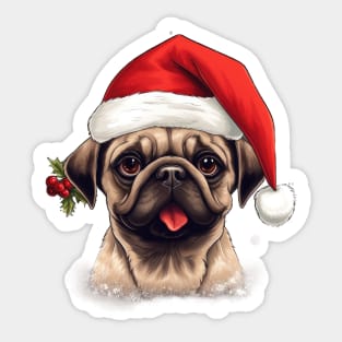 pug Christmas Sticker